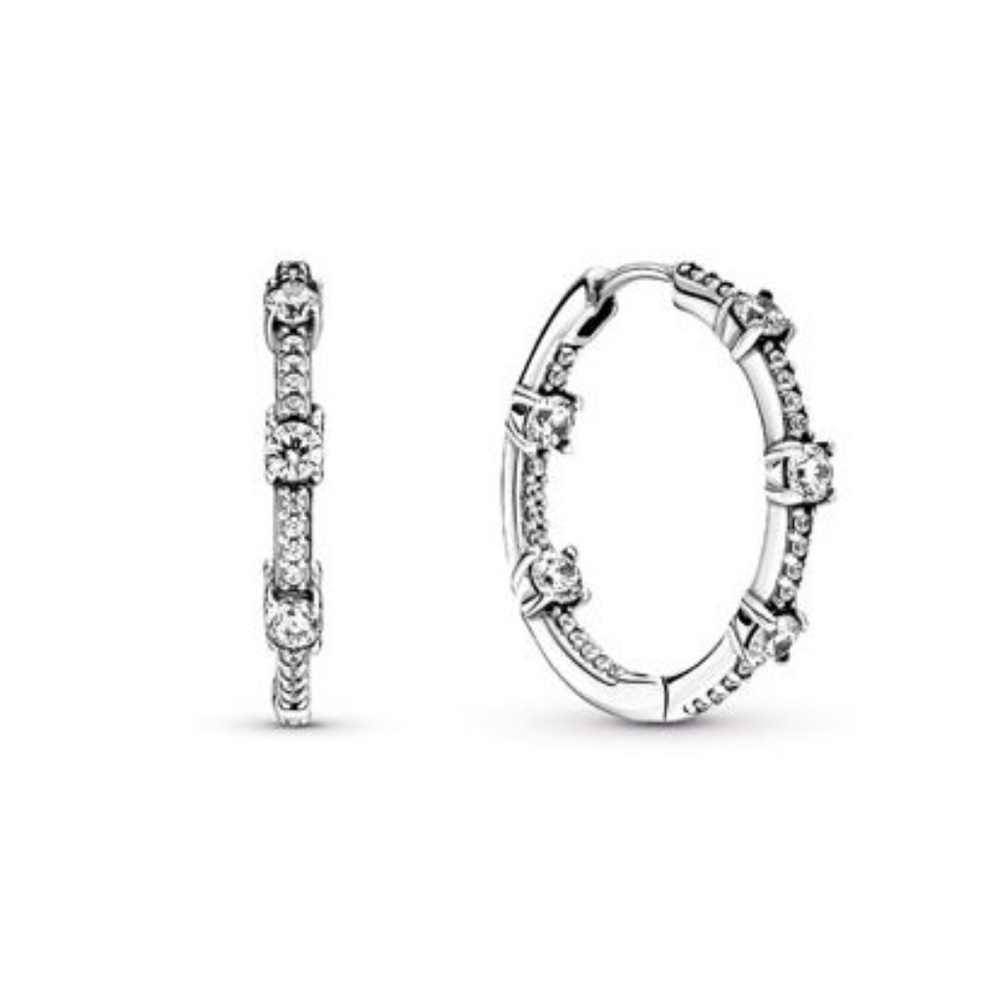 PANDORA SPARKLING PAVE BARS HOOP EARRINGS